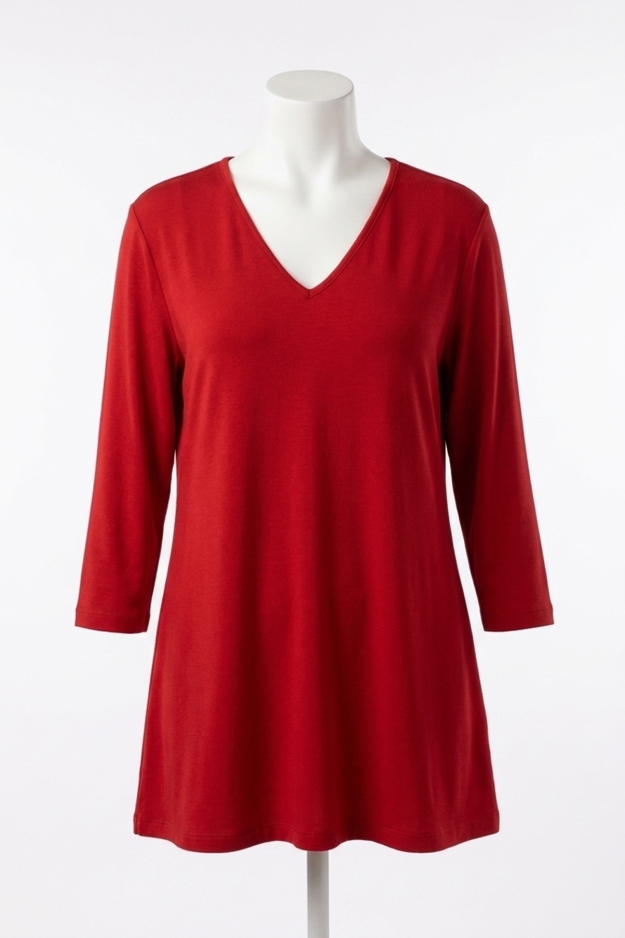NEW SYMPLI nu ideal v-neck tunic in poppy